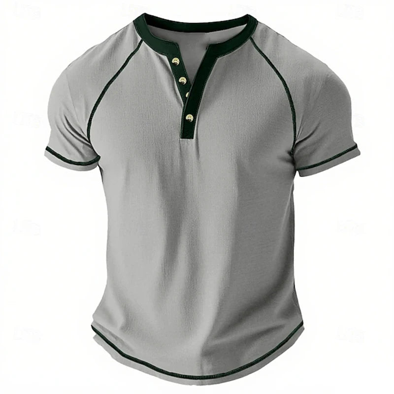 Retro Men's Button-Down T-Shirt Minimalist Print T-Shirt Loose-Fit Casual Summer Polo Shirt Stylish Streetwear Men's Top
