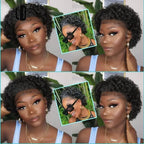 Brazilian Human Hair Wig For Black Women Afro Curly Pixie Bob Short Preplucked Hairline 13X1 Hd Lace Front Bob Water Wave Wig