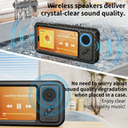 Eary Shower Phone Holder with Wireless Bluetooth Speaker Waterproof Shower Phone Case Wall Mounted Stand for Bathroom Mirror