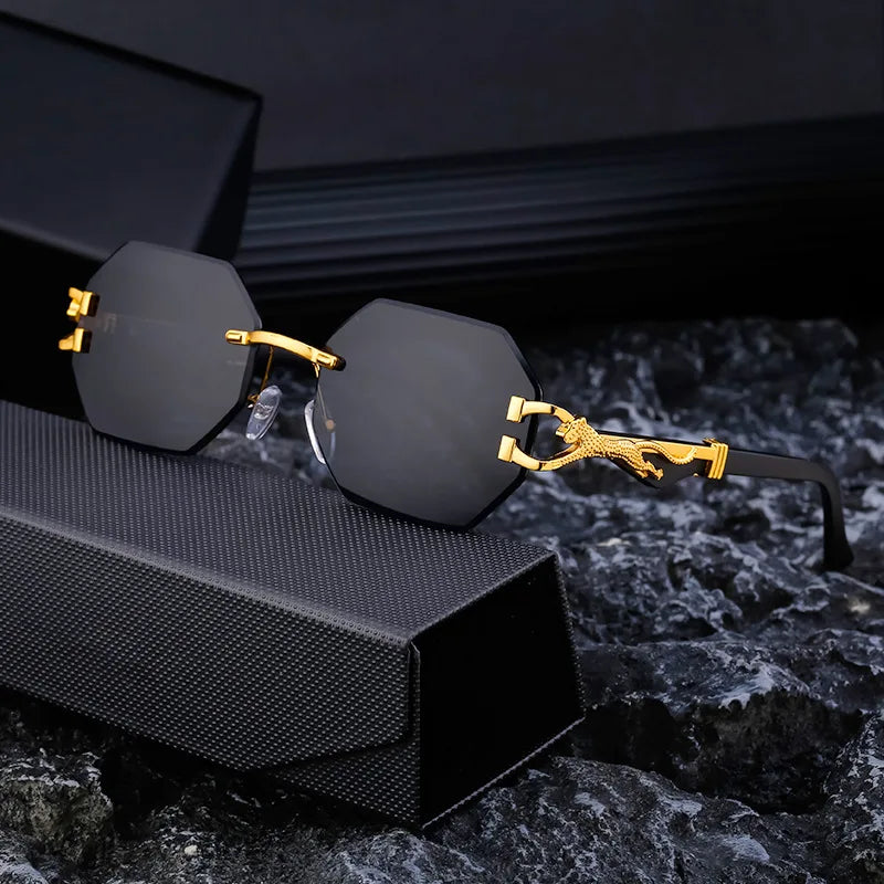 new rimless sunglasses UV400 fashion square metal glasses for men women designer unisex brand sun glasses shades for outdoor