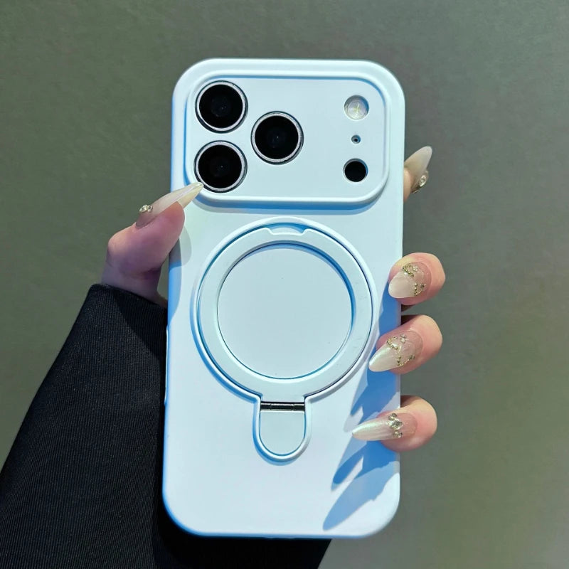 Liquid Silicone Stand Holder for Magsafe Case for iPhone 17 16 15 14 Pro Max Magnet Wireless Charge Camera Control Button Cover