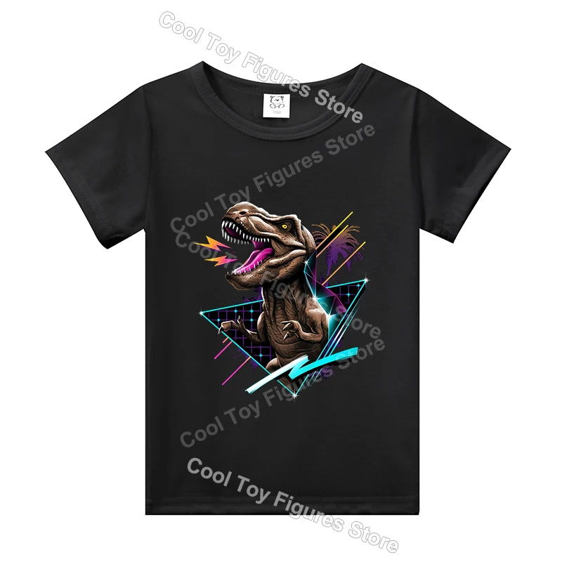 Jurassics World Series T-shirt Summer Hot Dinosaur Park Boys Girls Short Sleeve Top Trend Kids Base Clothes Birthday Gift