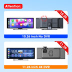 Develuck NEW 11.26 inch 4K DVR Wireless CarPlay and Android Auto Portable Dash Cam Car Screen Video Recorder 5G WIFI Navigation