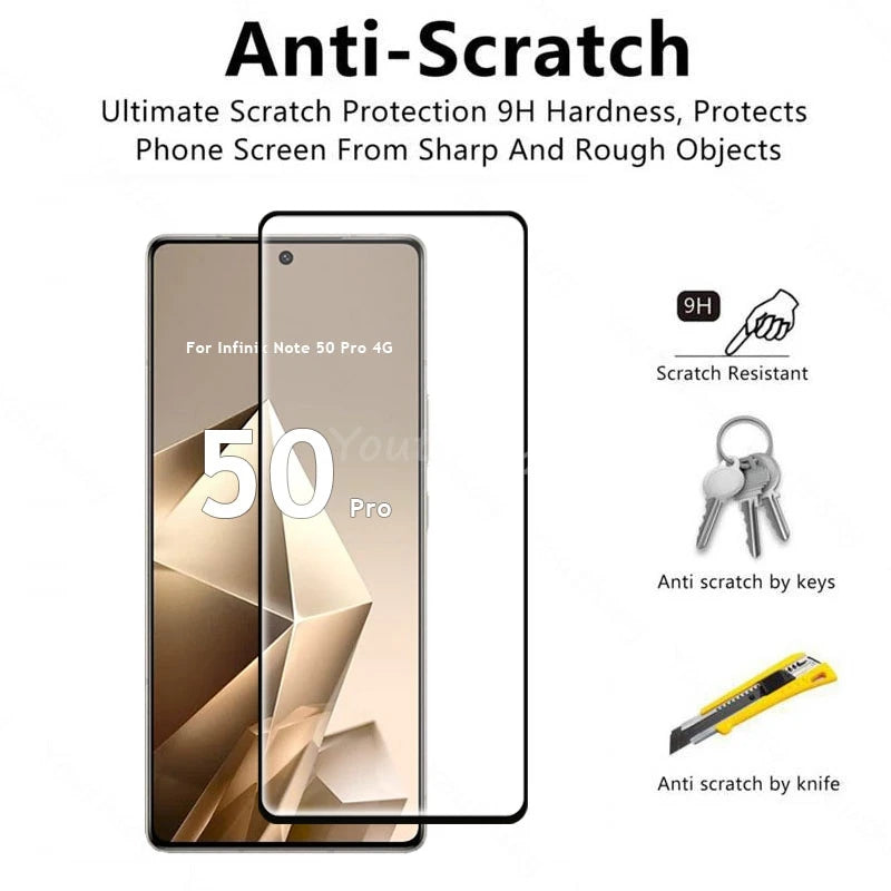 For Infinix Note 50 Pro 4G Glass Screen Protector HD Film Infinix Note 50 Pro 4G Tempered Glass Film 9D Anti-Scratch Glass