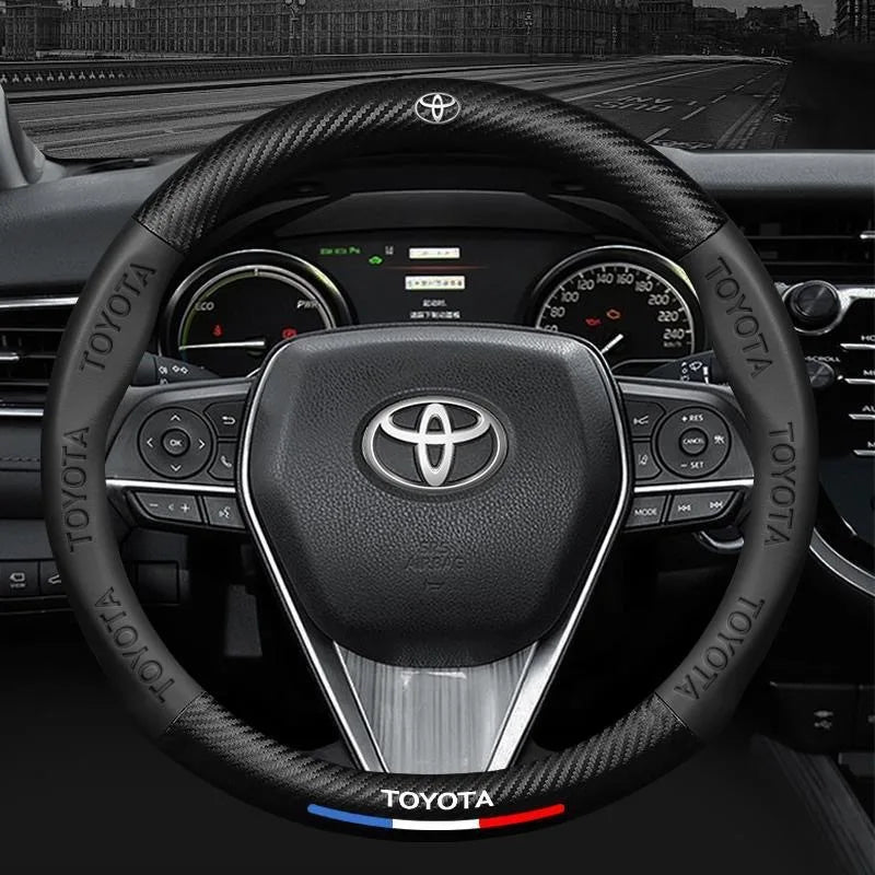 Universal Carbon Fiber Steering Wheel Cover for Toyota Corolla Vios Camry - Fits Crown Highlander Levin Ruizhi - Four Seasons Fi