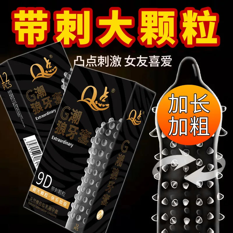 24pcs 5D Dotted Sex Condoms Thread Ribbed G-point Latex Ultra Thin Condom Orgasm Safer Contraceptives Stimulate Vaginal Sex Toys