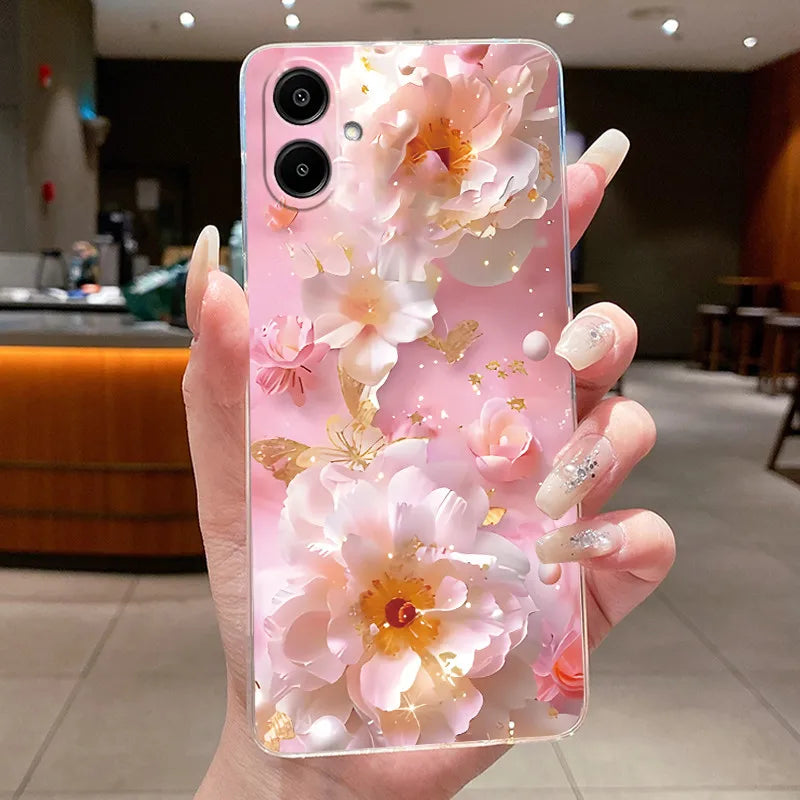 For Samsung A07 2025 Clear Phone Case Luxury Butterfly Flowers Casing For Samsung Galaxy A07 SamsungA07 A 07 Silicone Back Cover