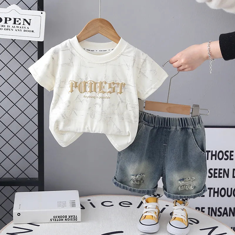 Summer Infant Boys Clothing For Children Casual Letter T-Shirt Shorts 2Pcs/Set Toddler Baby Girl Clothes Costume Kids Tracksuits