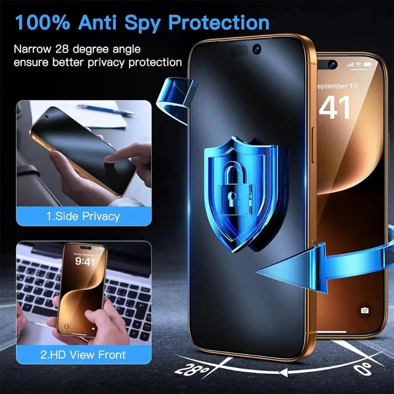 Oleophobic Dust Free Matte Privacy Screen Protector For iPhone 17 15 14 13 12 11 16 Pro Max Plus XR X XS Easy Installation Glass