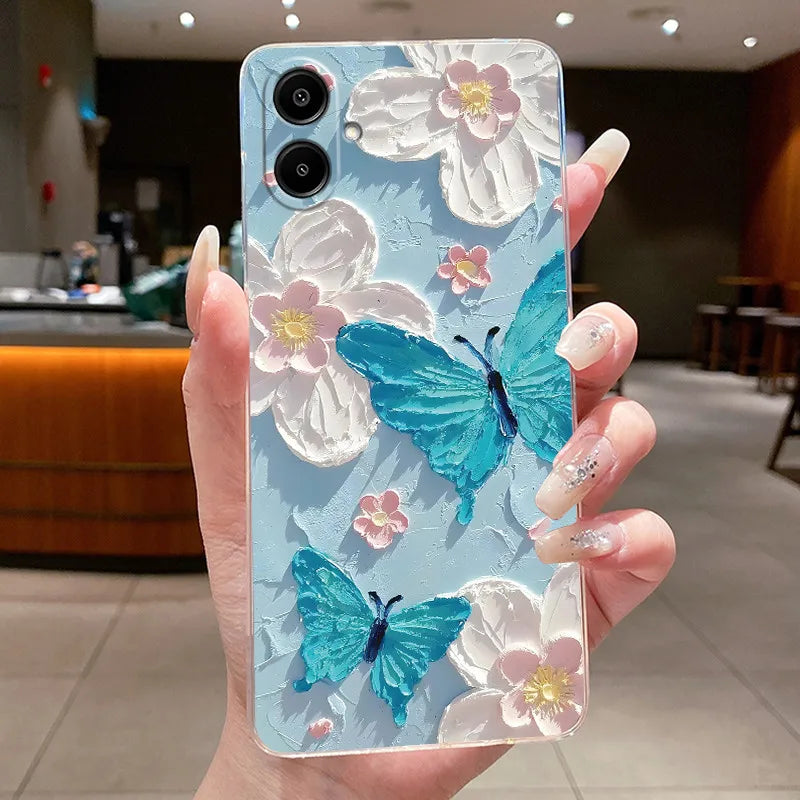 For Samsung A07 2025 Clear Phone Case Luxury Butterfly Flowers Casing For Samsung Galaxy A07 SamsungA07 A 07 Silicone Back Cover