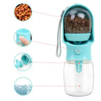 Dog Cat Water Bottle, Portable pet Water Bottle with Food Container, Outdoor Water Dispenser, Leak Proof Water Bottles for Dogs