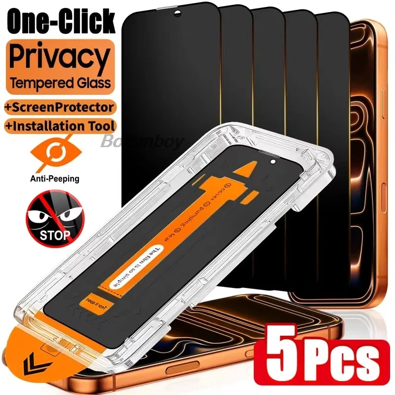 1-5PCS Oleophobic Coating Privacy Screen Protector For iPhone 17 Pro Max iPhone17 Pro Air 16 15 14 13 12 11 16e Tempered Glass