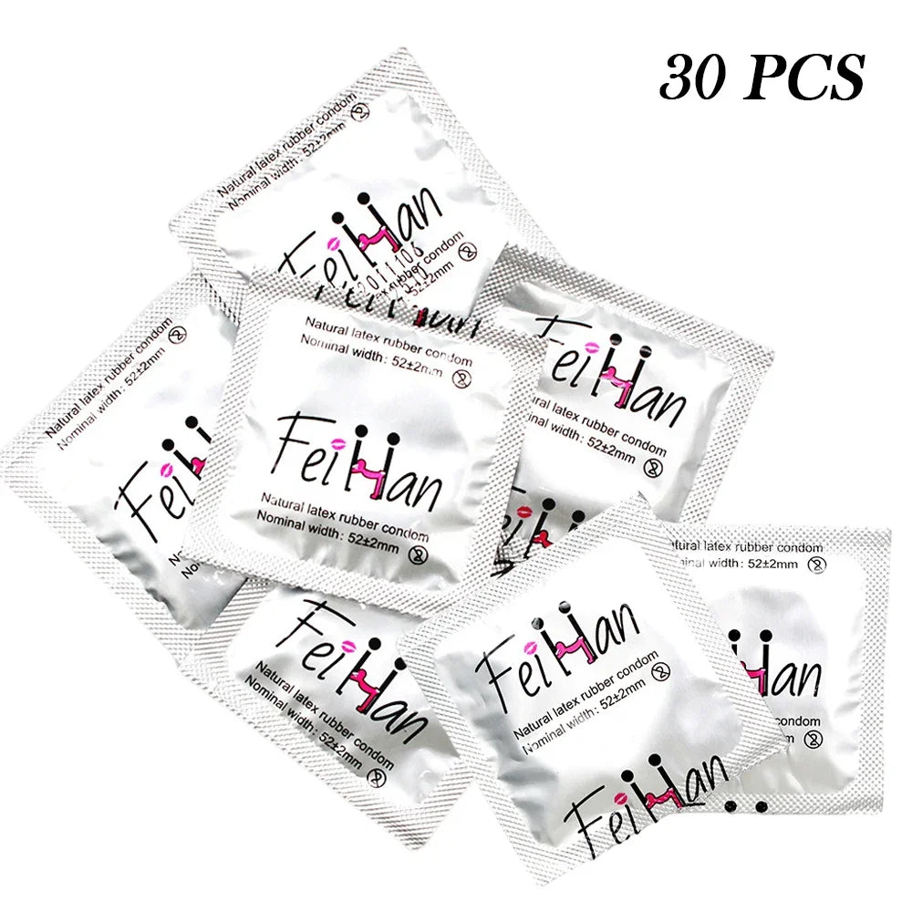 10/30/50pcs Condom 52mm Ultra Thin Cock Penis Sleeve Natural Latex Lubrication Contraception Supplies Adults Safer Sex Products