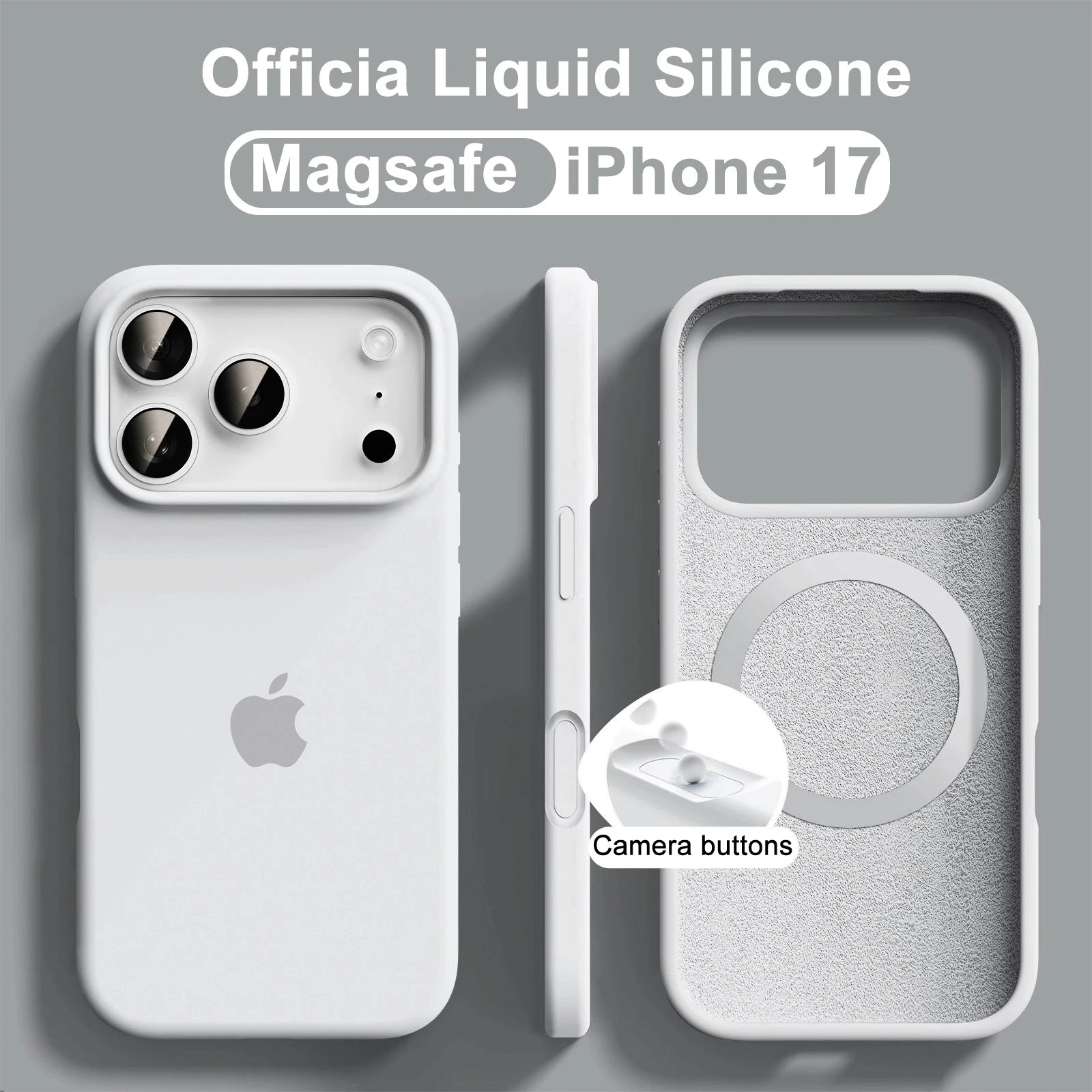 Official Solid Colour Liquid Silicone Magnetic Wireless Charging Phone Case For iPhone 17 Pro Max 16 15 14 13 Soft Bumper Cover