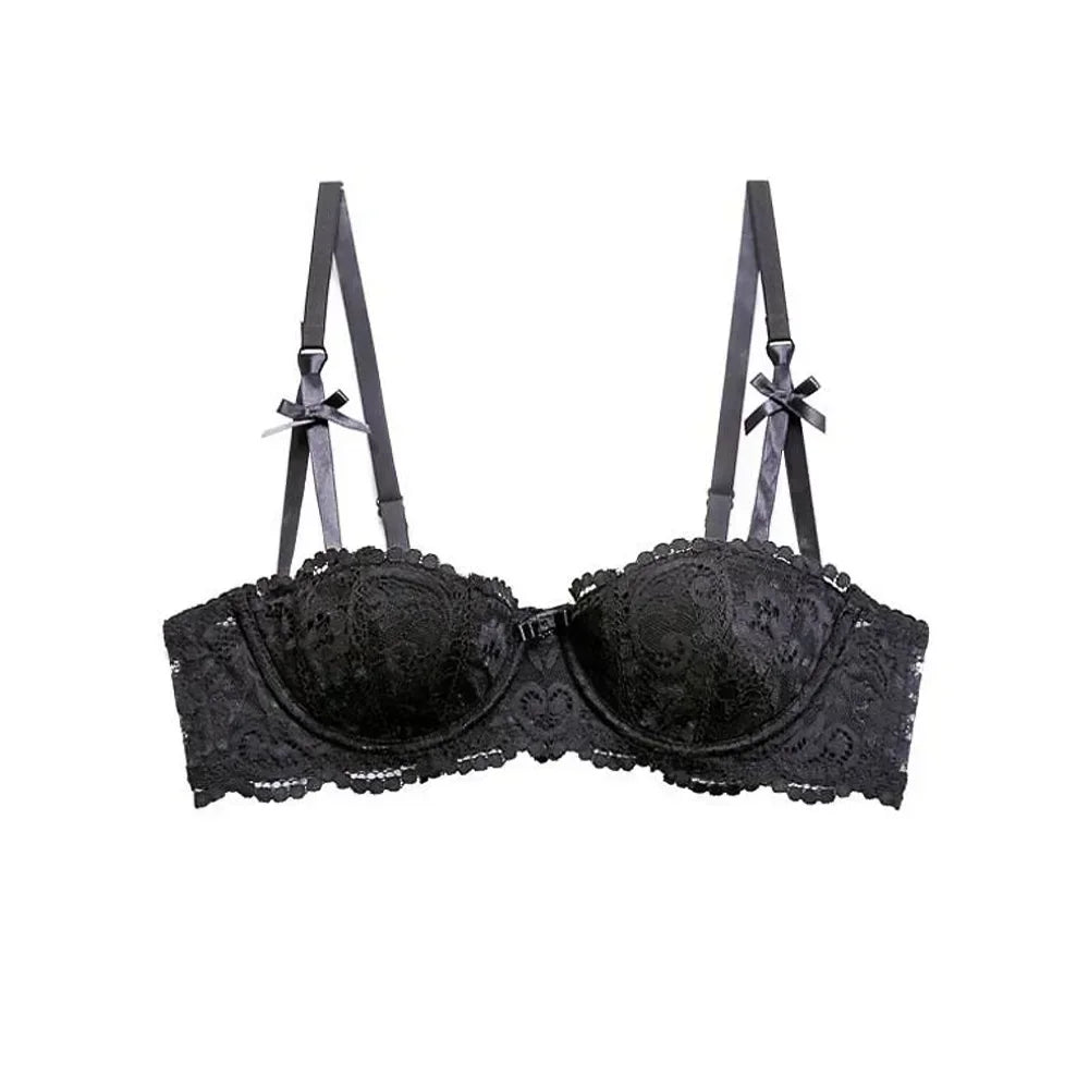 Women Bras Sexy Lace Half Cup Push Up French Style Lingerie Soft Deep V Top Breathable Back Closure Thin Bralette Ropa Mujer