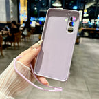 Original Silicone Phone Case for Samsung S26 25 Ultra Coque S25 FE Edge S24 S26 S25 Plus A56 A36 A17 5G Wrist Strap Soft Funda