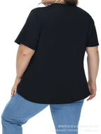 8XL Large Sizes Women T Shirt Summer Short Sleeve Loose Ladies Tees Shirt Casual V-Neck Pullover Black White Gray Tops Plus Size