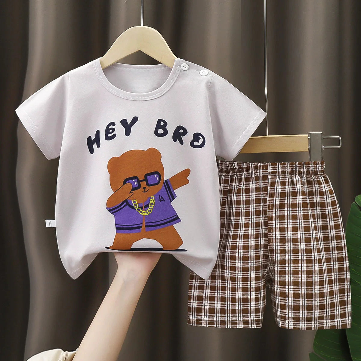 Summer Fashion Cartoon bear 2-Piece boys clothes set Tracksuit Casual Kids Clothing Set T-shirt And Shorts Children 1-4 Years
