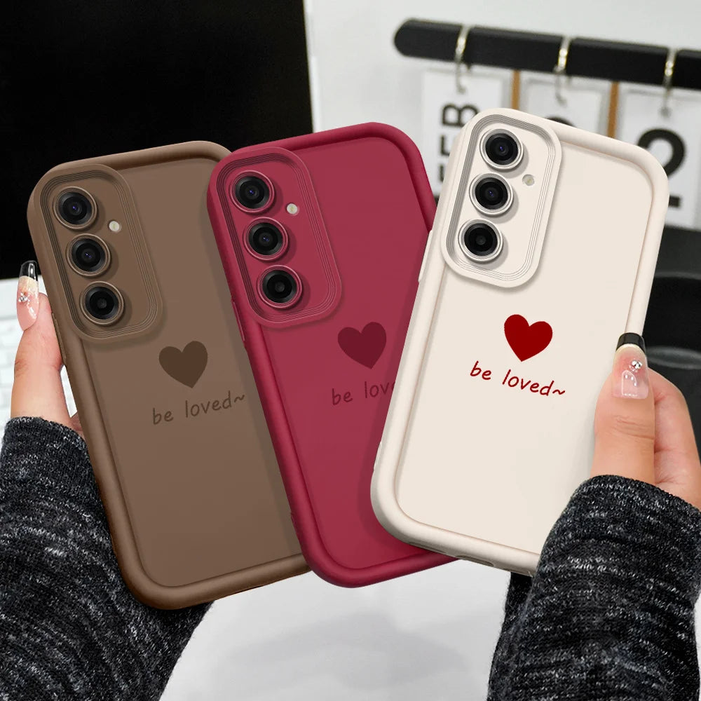 Simple Love Heart Phone Case For Samsung Galaxy A37 A17 A07 A56 A36 A26 A16 A06 A55 A35 A25 A15 A05 A05S 4G 5G Staircase Soft Co