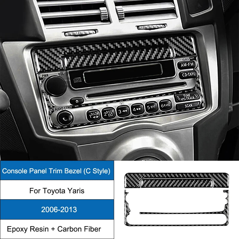 Carbon Fiber Epoxy Coated Interior Gear Shift Panel Trim Cover Sticker For Toyota Yaris 2006 2007 2008 2009 2010 2011 2012 2013