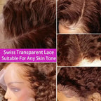 Deep Wave #4 Brown Water Wave Human Hair Bob Wigs 13×4 Lace Frontal Wigs Human Hair Short Wig Transparent Lace Human Hair Wig