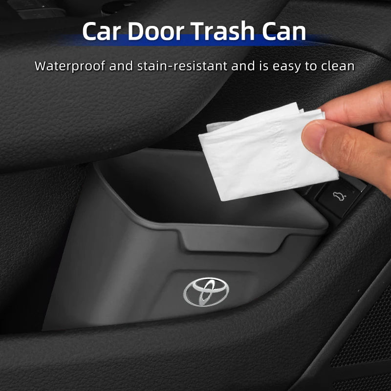 Silicone Car Door Storage Door Trash Can Organizer For Toyota Corolla Yaris Camry Prius RAV4 CHR Hilux Aygo Avensis Accessories
