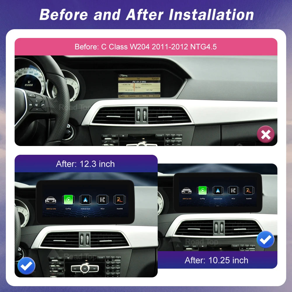 Wireless CarPlay Android Auto Touch Screen for Mercedes Benz A C Class W204 W176 GLA CLA 2011-2012 NTG4.5 Car Multimedia Player