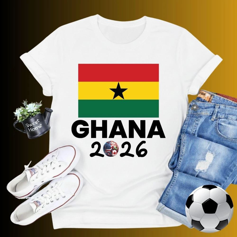 Ghana 2026 Flag T-Shirt Patriotic Supporter Tee Men Women Summer Fashion Crewneck Cotton Tops Soccer Part Supplies Clothing