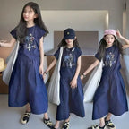 90-165cm Girls Summer 2 Piece Set,  Wide Leg Pants, Casual Kids Outfit for Teen Girls