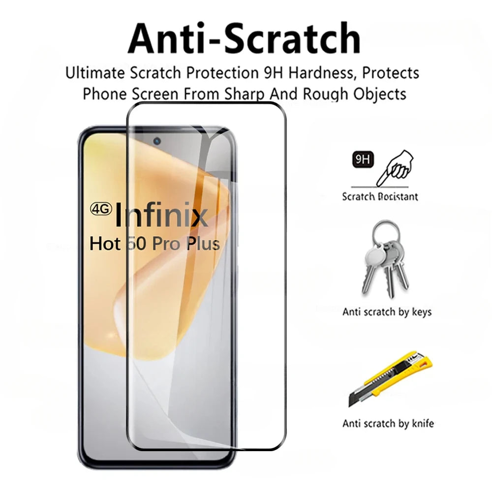 3D Curverd Protective Glass For Infinix Hot 50 Pro+ 4G Tempered Glass Screen Protector On Hot 50i 50 Pro+  50Pro Plus Lens Film