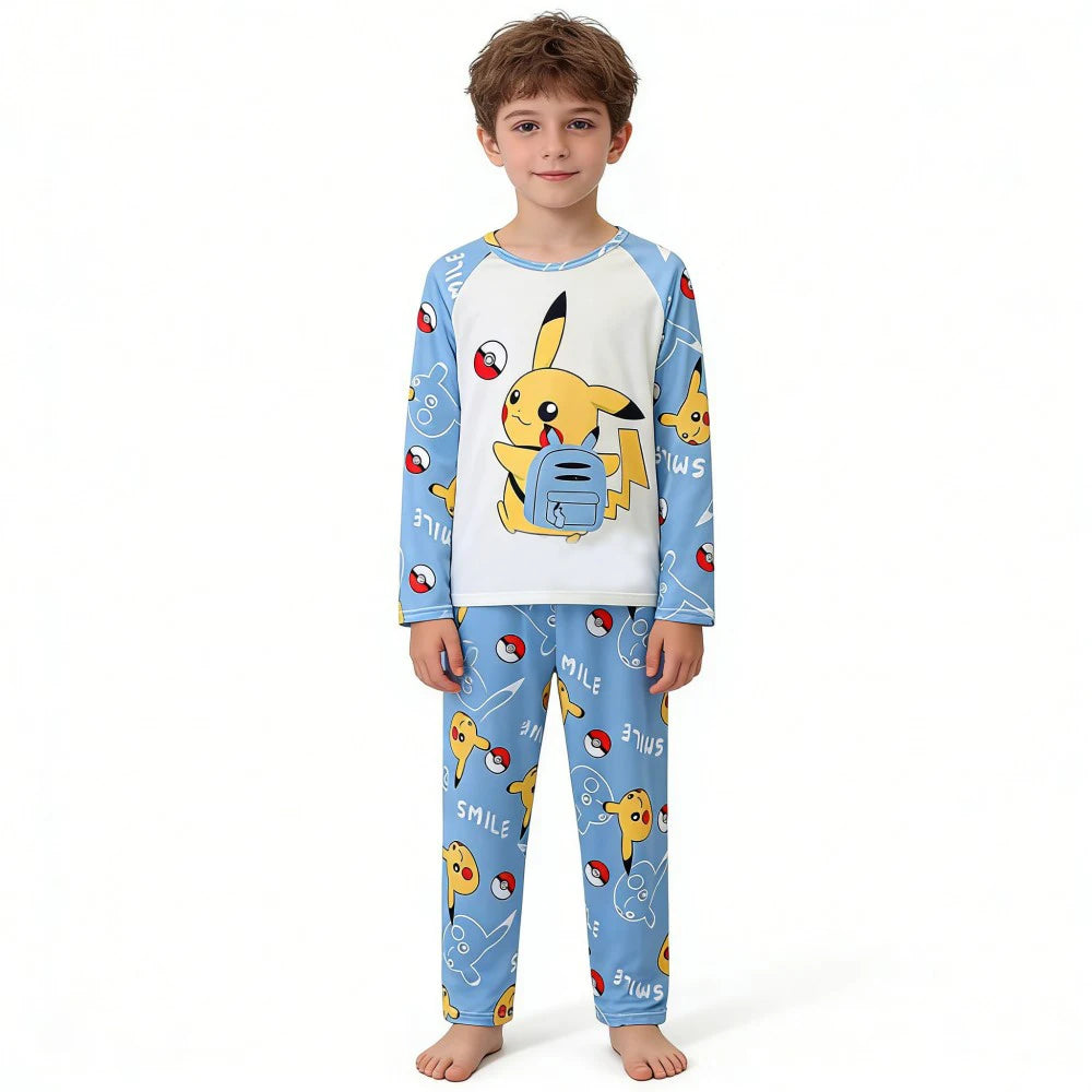 Kids Cute Pikachu Pajamas Set Pokemon Long Sleeve Sleepwear Adorable Pjs for Boys Girls Soft Comfortable Nightwear