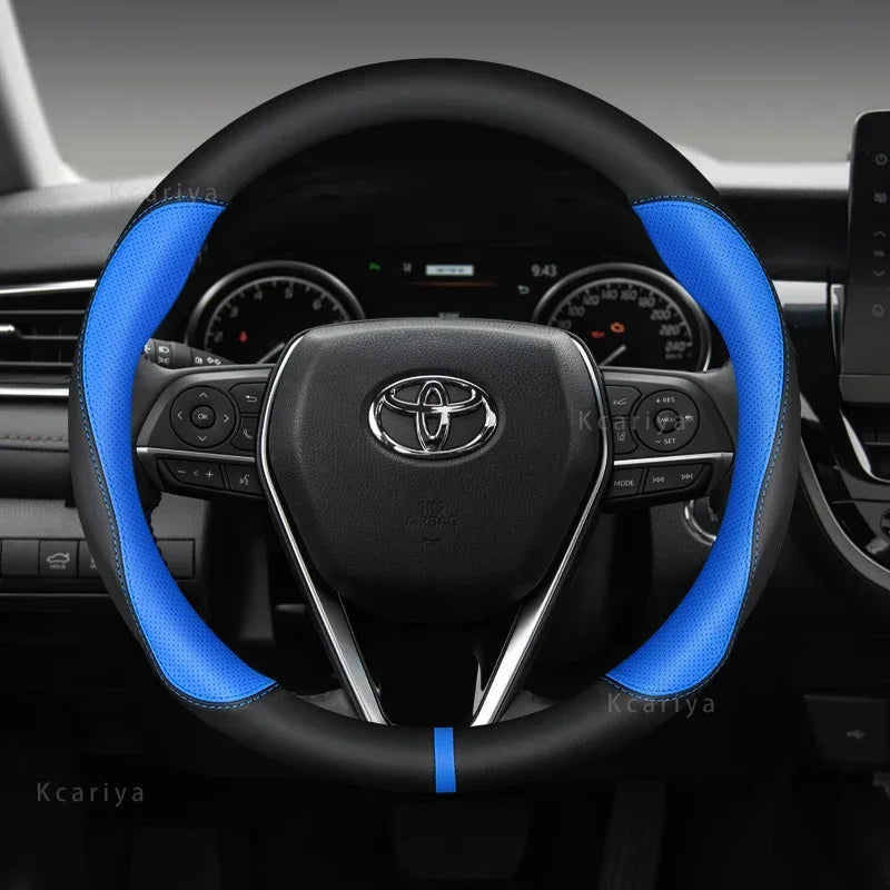 Car Steering Wheel Cover Non-Slip 38cm 15" Leather For Toyota Corolla CH-R Camry Rav4 Auris Prius Yalis Avensis Auto Accessories