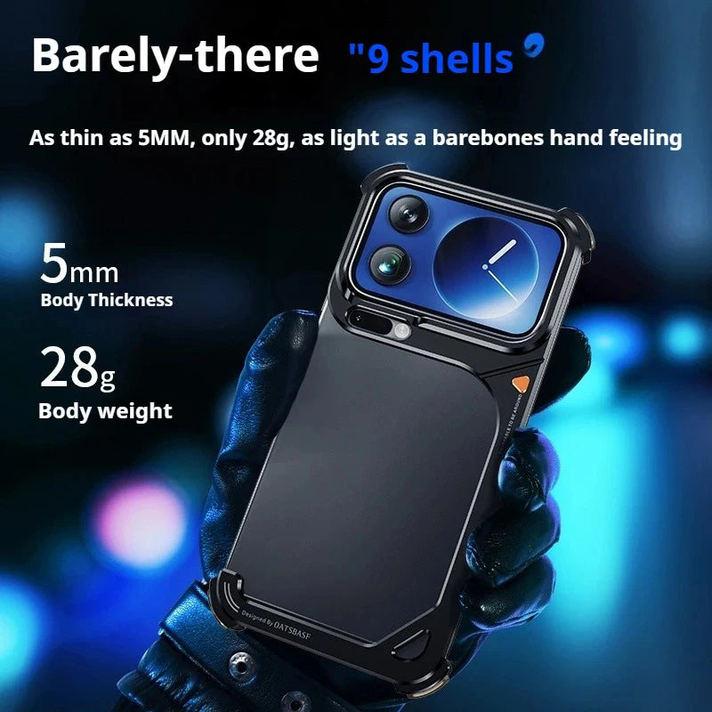 Eary 9-Shaped for Xiaomi 17 Pro Max 17Pro Phone Case Metal Frameless Shell Original Feel Bumper Shockproof Drop Protection Cover