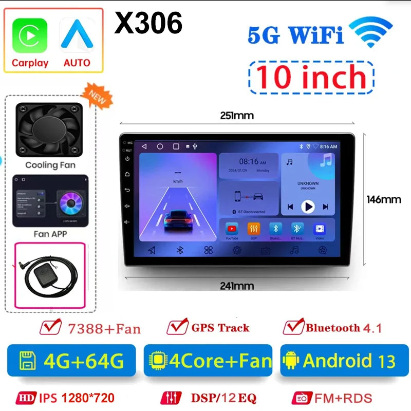 7 9 10”Android 13 64G Multimedia 2Din Car Radio Carplay Auto Player GPS Navigation for Toyota Hyundai Nissan Kia LADA FIAT VW