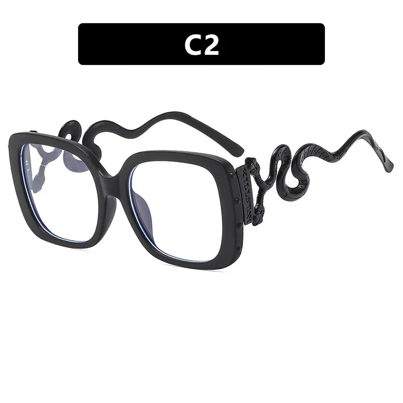 Oversize Snake Designer Frame Anti Blue-Ray Glasses For Women Classic Luxury Brand Ladies Casual Glasses UV400
