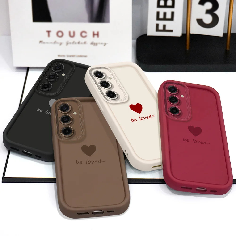 Simple Love Heart Phone Case For Samsung Galaxy A37 A17 A07 A56 A36 A26 A16 A06 A55 A35 A25 A15 A05 A05S 4G 5G Staircase Soft Co