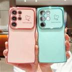 Electroplated Love Heart Large Window Case For Samsung Galaxy A 56 55 54 36 35 34 26 25 24 17 17 15 14 07 PlainShockproof Cover