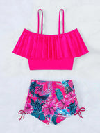 VigoBreviya 2026 Print Off Shoulder Strapped Swimwear Women Push Up High Waist Bikini Sexy Backless Swimsuit Summer Bathing Suit
