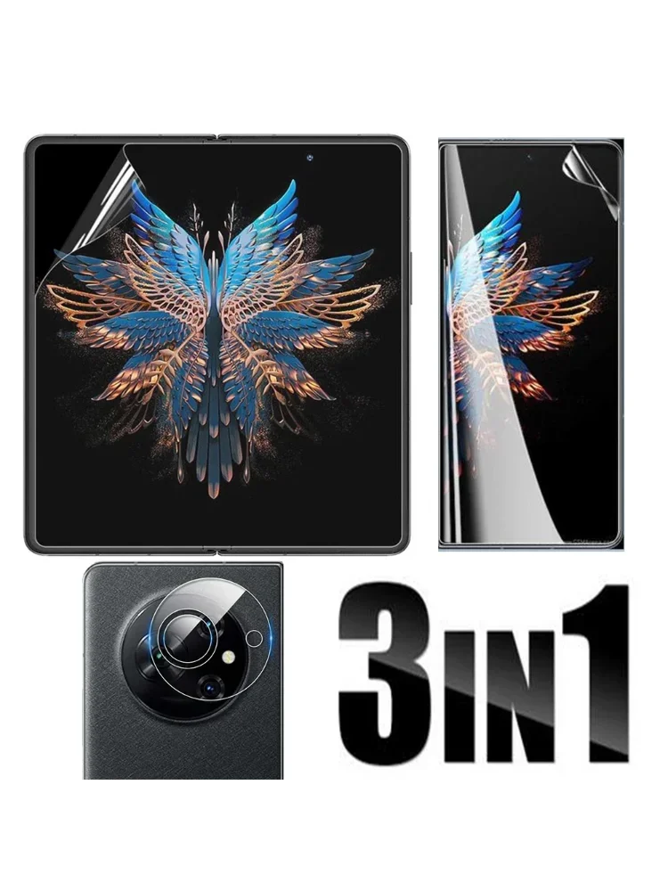 3 in 1 For Tecno Phantom V Fold VFold 5G 7.85" Clear TPU Anti-Fingerprints Hydrogel Full Cover Soft Screen Protector Film