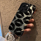 Sexy Black Lip Print Phone Case for iPhone 17 Air Pro Max 16 15 14 13 12 11 Pro Max Birthday Valentine's Day Gift