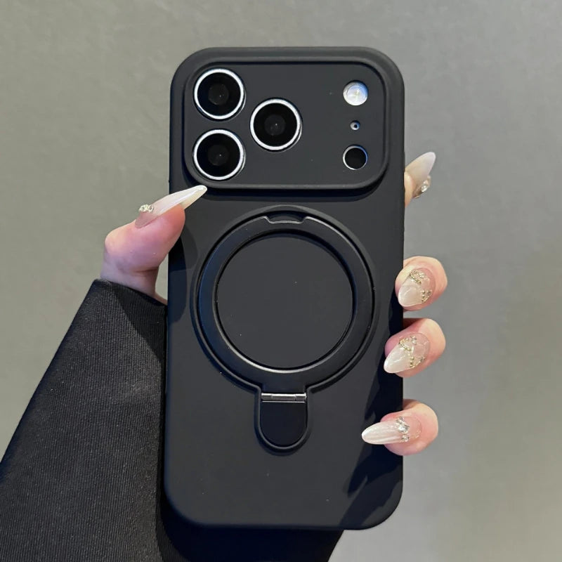 Liquid Silicone Stand Holder for Magsafe Case for iPhone 17 16 15 14 Pro Max Magnet Wireless Charge Camera Control Button Cover