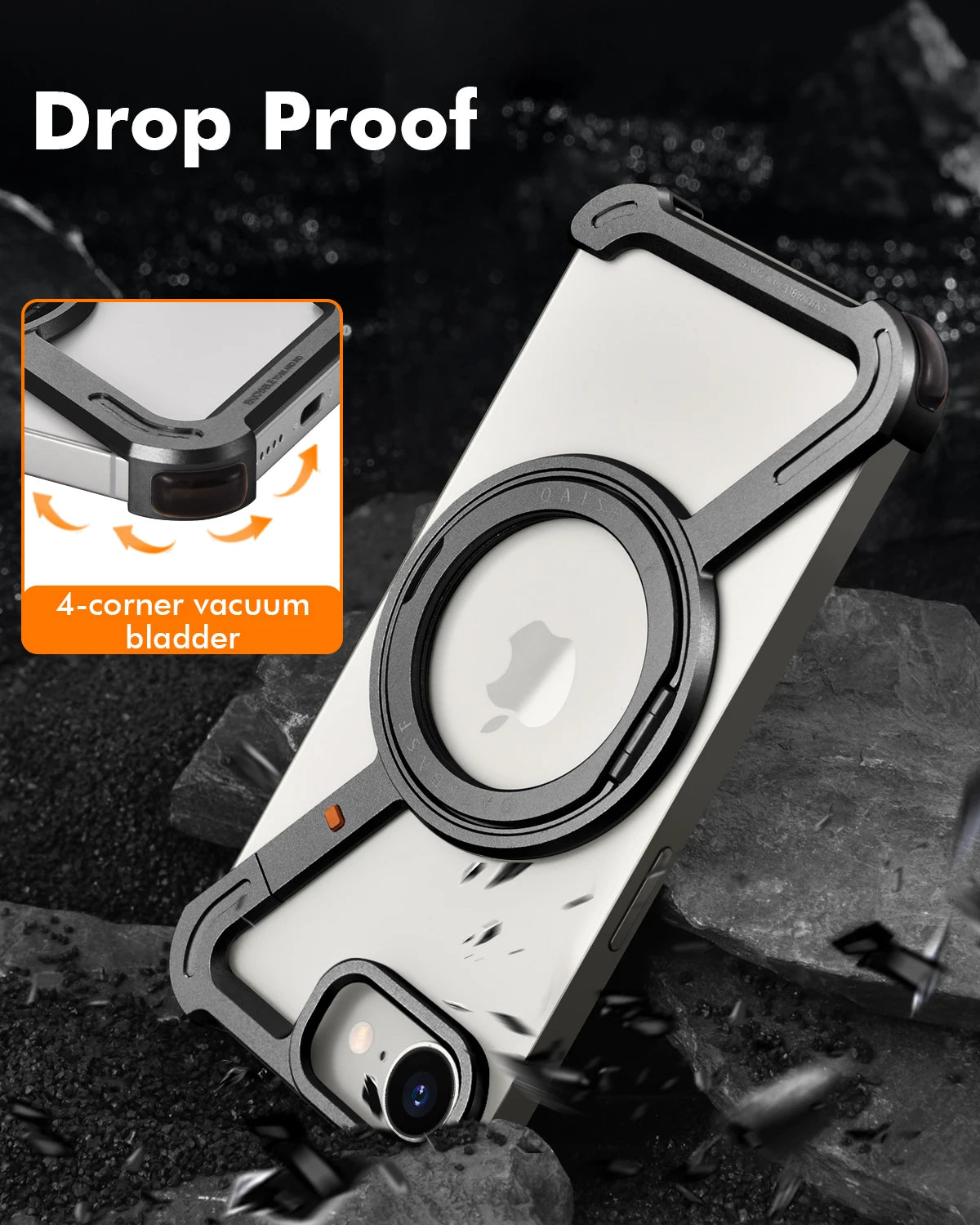 Eary Z Shape Phone Case For Iphone 16 E With 360 Rotating Adjustable Magnetic Ring Stand Frameless Shockproof Protector Shells