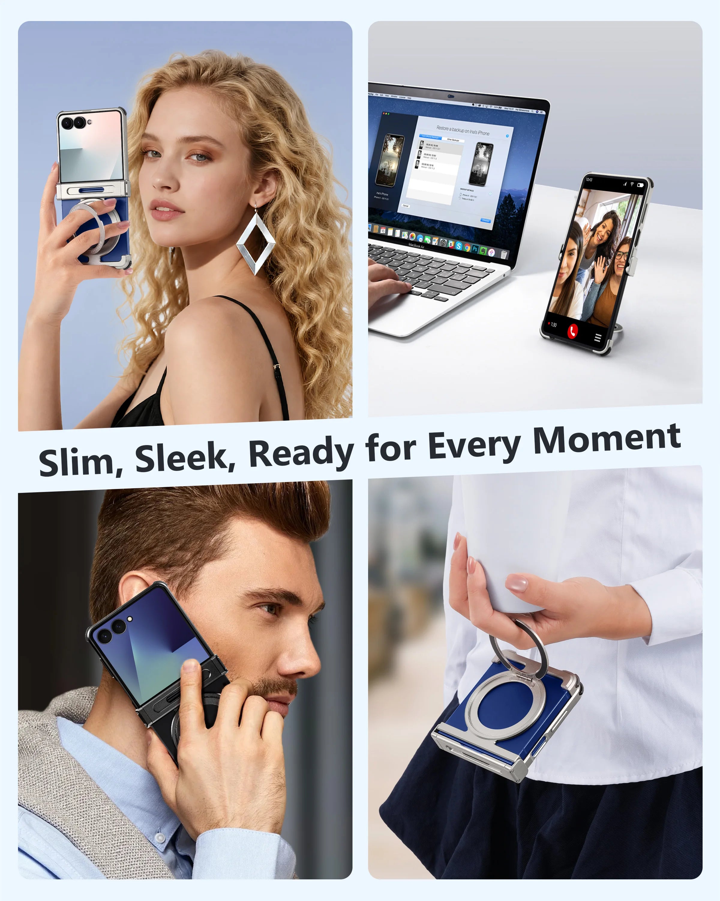 Eary Aluminum Metal Case for Samsung Galaxy Z Flip 7 with 360°Rotate Magnetic Ring Stand Ultra-Thin Slim Shells Shockproof Cover