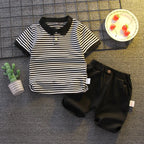 Summer Clothes for Children Baby Boys Girls Striped T-Shirt And Shorts 2pcs Set Toddler Fashion Tracksuit