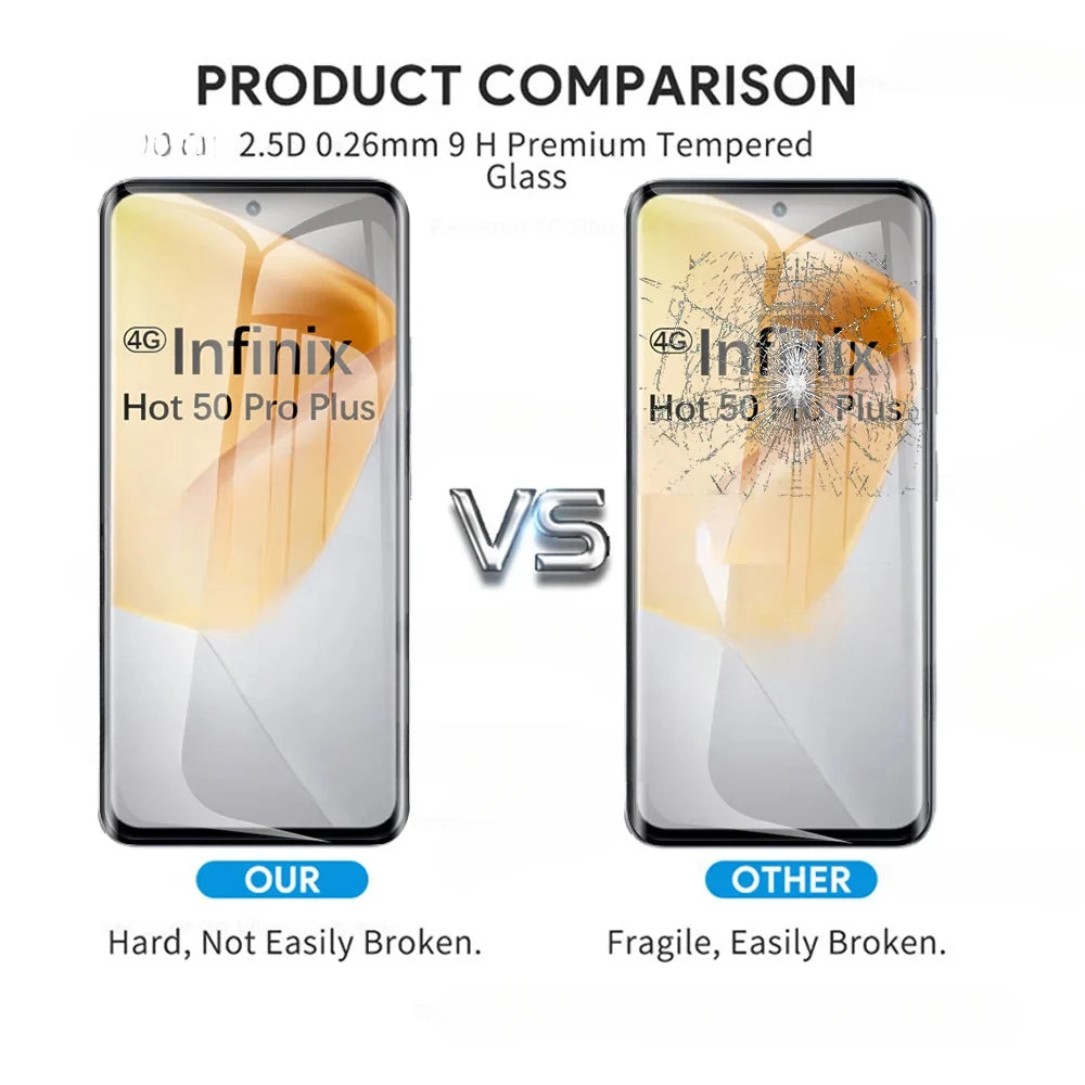3D Curverd Protective Glass For Infinix Hot 50 Pro+ 4G Tempered Glass Screen Protector On Hot 50i 50 Pro+  50Pro Plus Lens Film