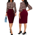 European and American sexy and fashionable digital printed long sleeved women's dress with autumn and winter British style