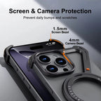 Eary Z Case for iPhone 16 15 14 13 12 Pro Max for Magsafe 360°Rotatable Magnetic Kickstand Metal Frameless Bumper Phone Cover