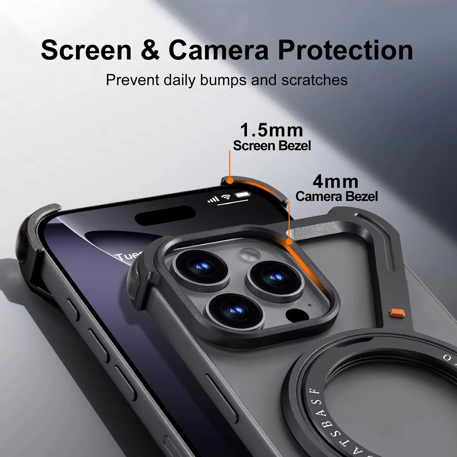 Eary Z Case for iPhone 16 15 14 13 12 Pro Max for Magsafe 360°Rotatable Magnetic Kickstand Metal Frameless Bumper Phone Cover
