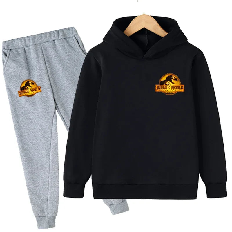 Kids Jurassic World  Children Dinosaur Hoodies Pants Set  Fashion Pullovers Clothes Boys Girls Dominion Sweatshirts Hooded Suit