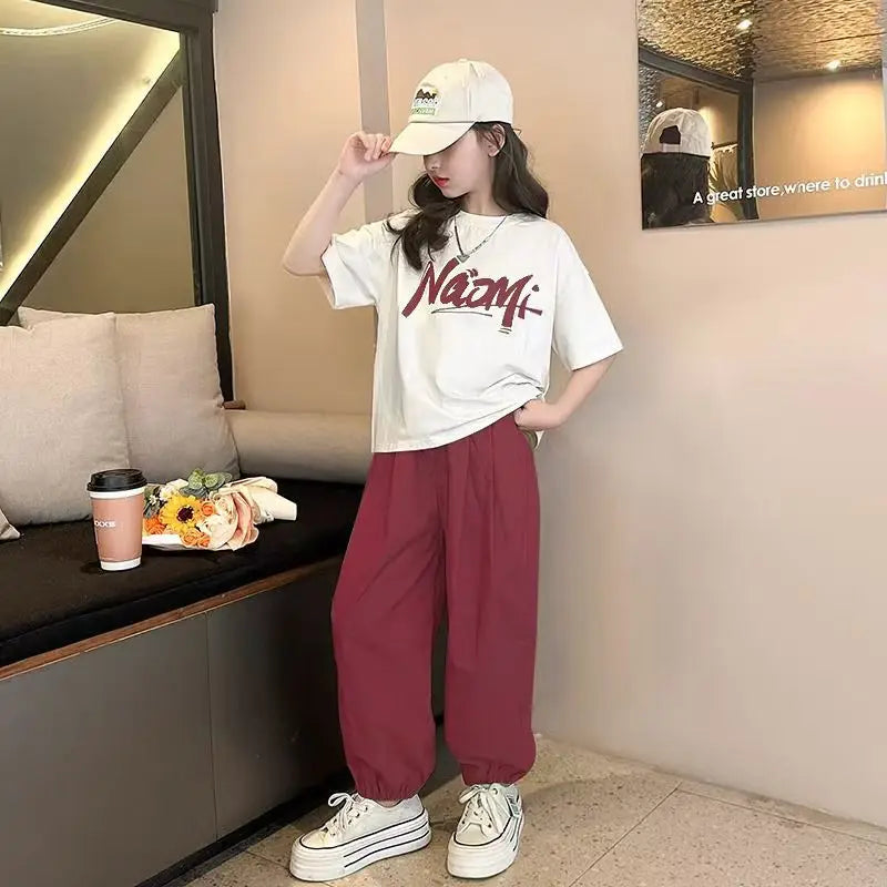 Korean Summer 2pcs green Set 2025 leisure girl Children t-shirt shorts kids clothes boys set